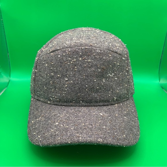 Goorin Bros Baseball Hat Gray Herringbone Wool Fleck Tweed Leather